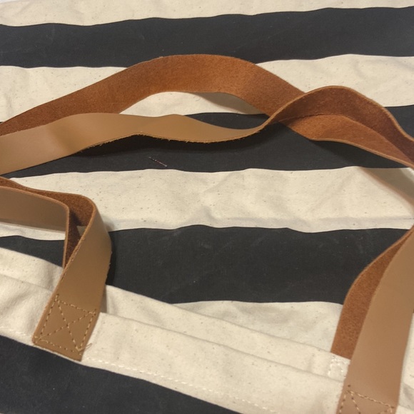 16 by 15 Peace & Love Canvas Tote bag, Black/White striped Canvas bag - Picture 10 of 10